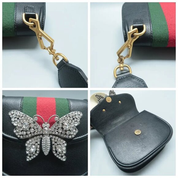 100% Authentic GUCCI Totem  Black Leather Shoulder Bag 1022-12524 - Picture 7 of 12